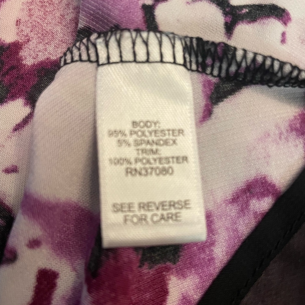 NWOT Cato Size 22W/24W Purple Black Floral Chiffon Hem Tunic Blouse Short Sleeve - Picture 6 of 7